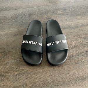 SOLD NEW Balenciaga Mens 45 / 12 Pool Slide Black White